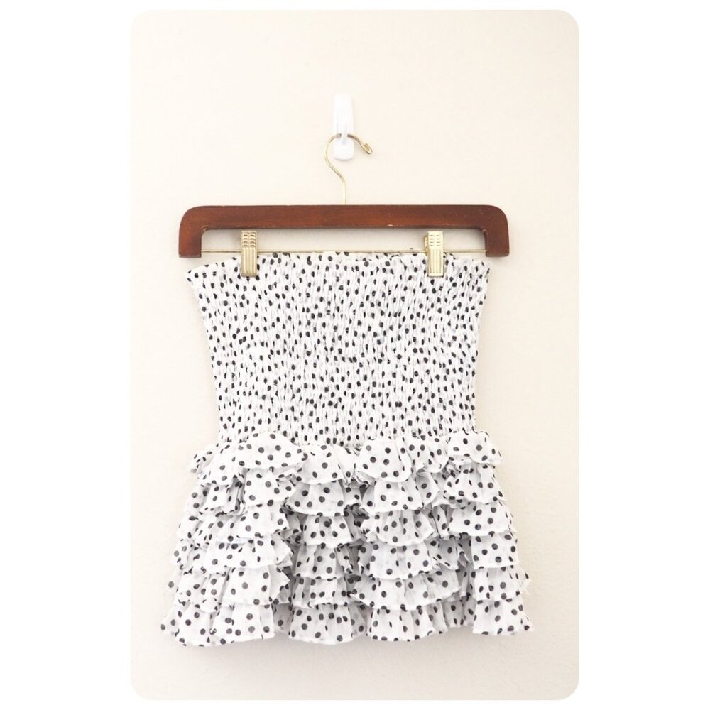 !! Muche & Muchette Polka Dot Ruffle Smocked Skirt sz OS